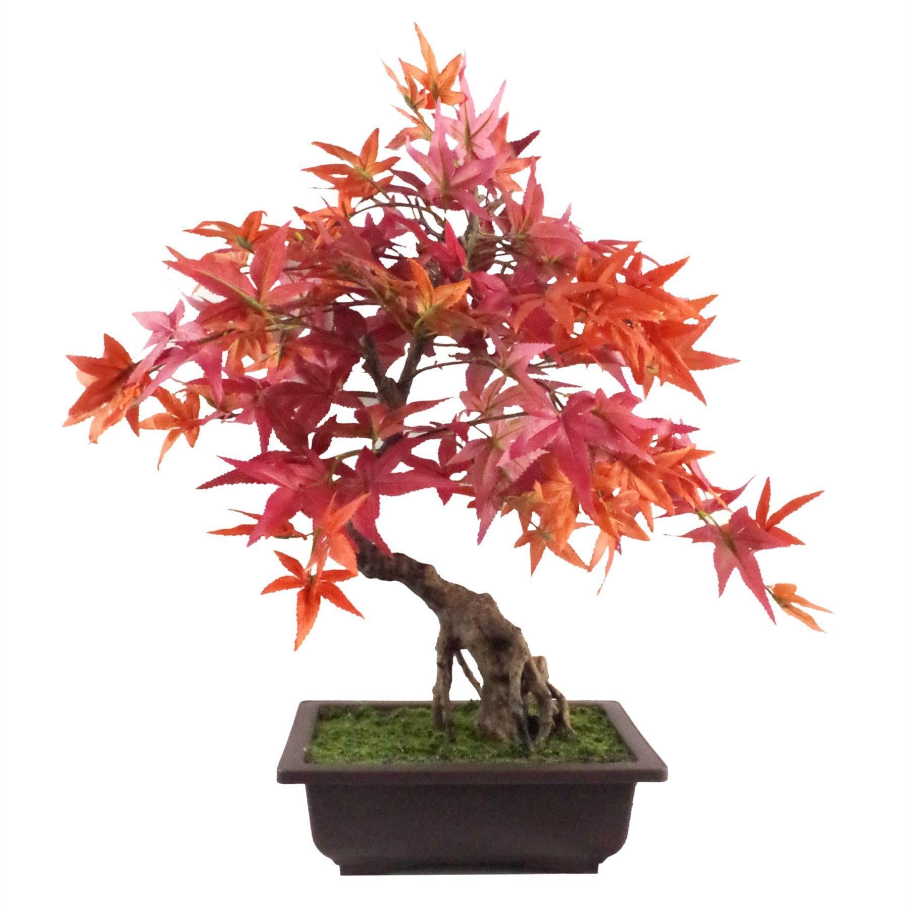 Leaf Bonsai Red Maple Artificial Bonsai Tree, 21.7 Cm