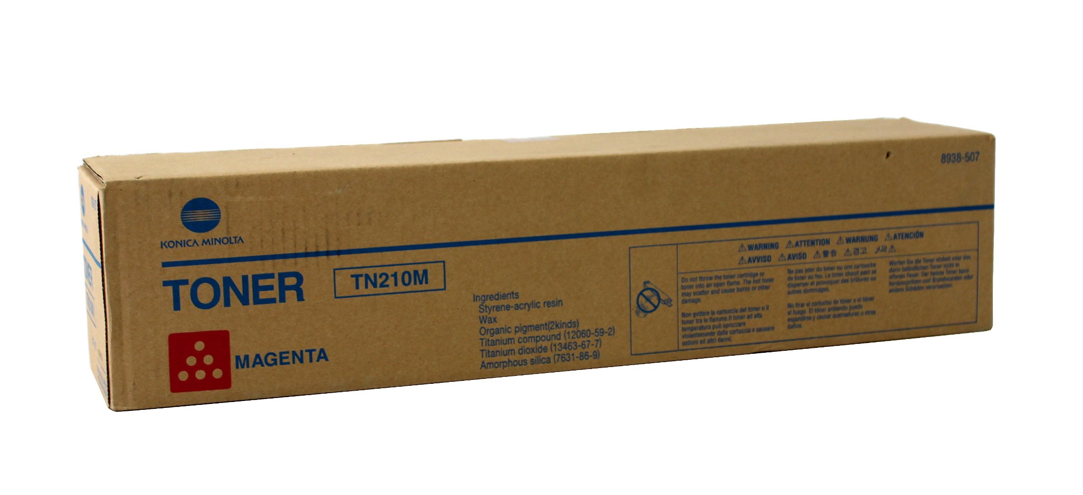 Konica Minolta TN210M Toner Cartridge - Magenta, Yield 12,000 Pages in Retail Packaging