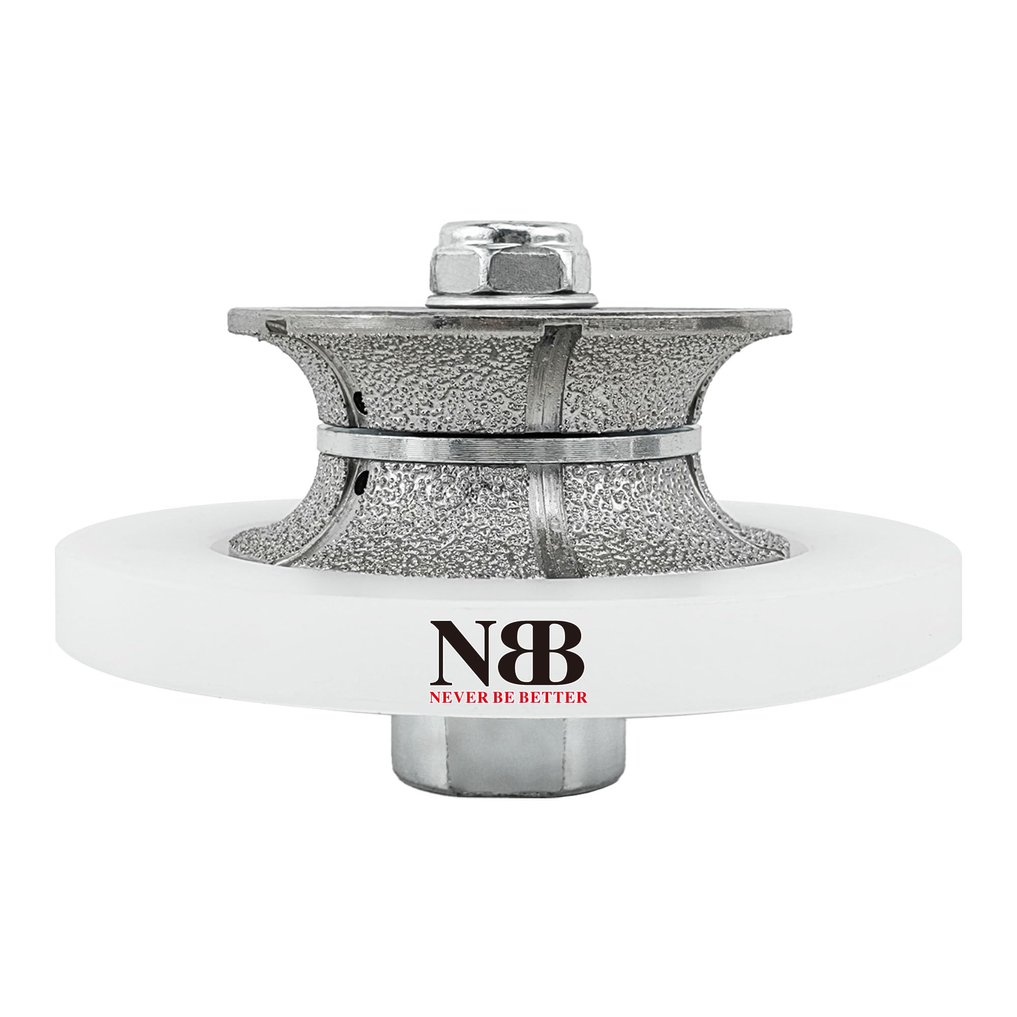 NBB Ruota con profilo diamantato, fresa diamantata punta per fresatura profilare piastrelle gres porcellanato ceramica granito marmo pietra, usare su smerigliatrice angolare (Full-Bullnose V20)