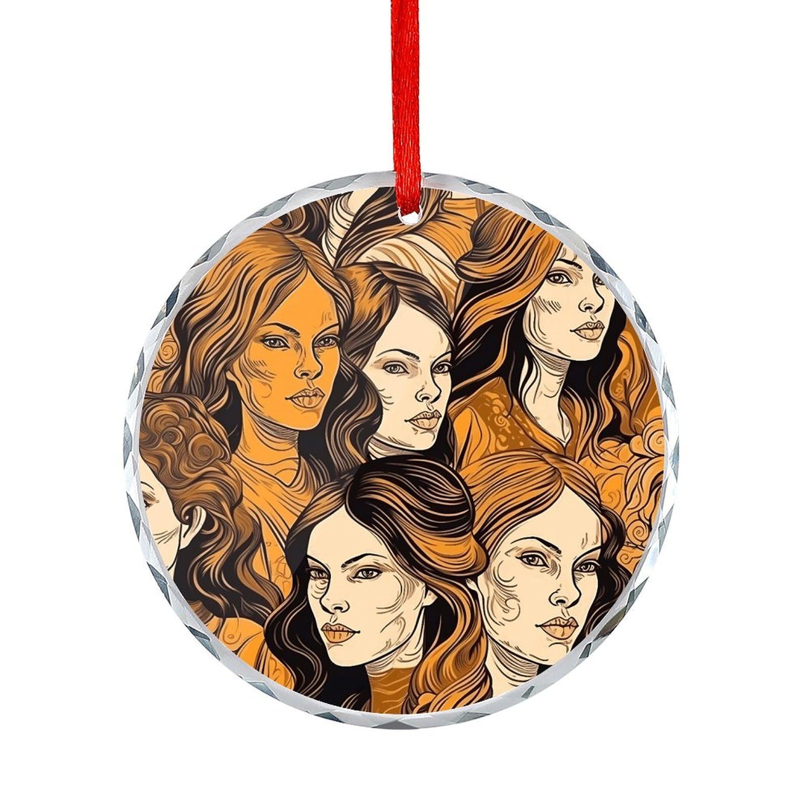 Fodpand Women's Style Face Round Glass Ornament Keepsake Gift Exchange Ideas Car Decor,Christmas Ornaments For Tree Window Garden Ornaments
