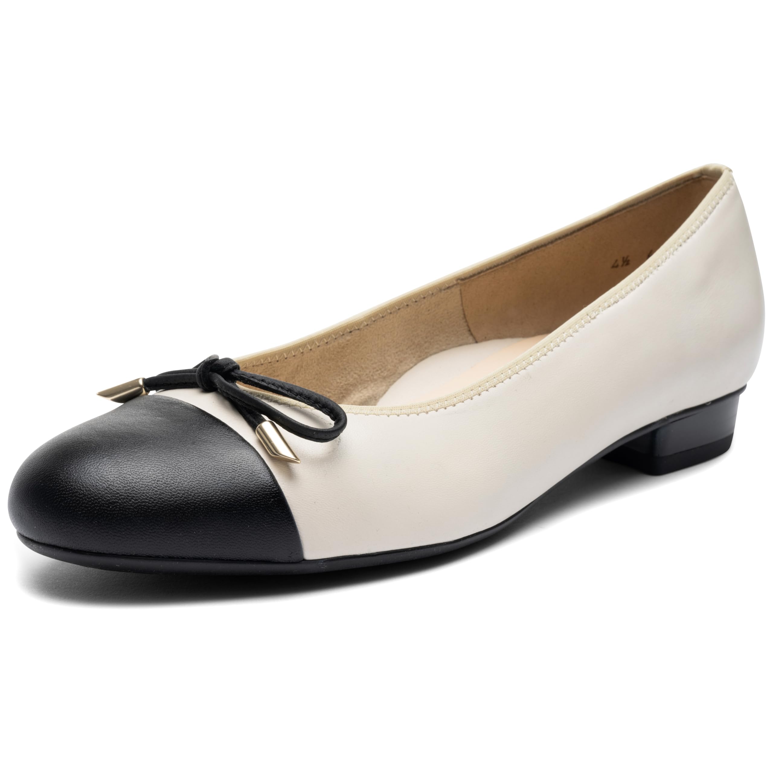 ARA Women's Bari Ballet Flats, Black Cream, 35 EU Schmal