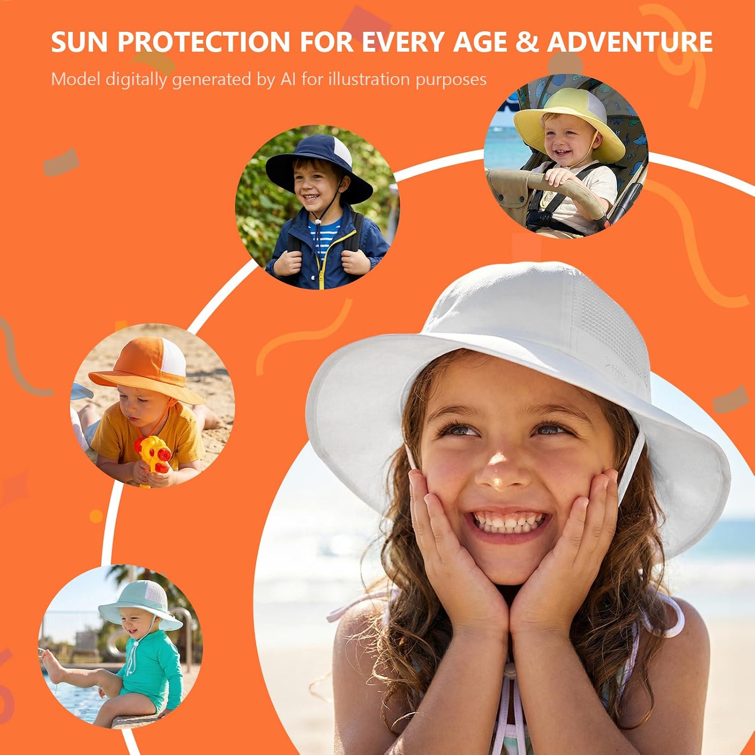 BASSDASH Kids UPF 50+ Wide Brim Sun Hat for Summer Beach Outdoor
