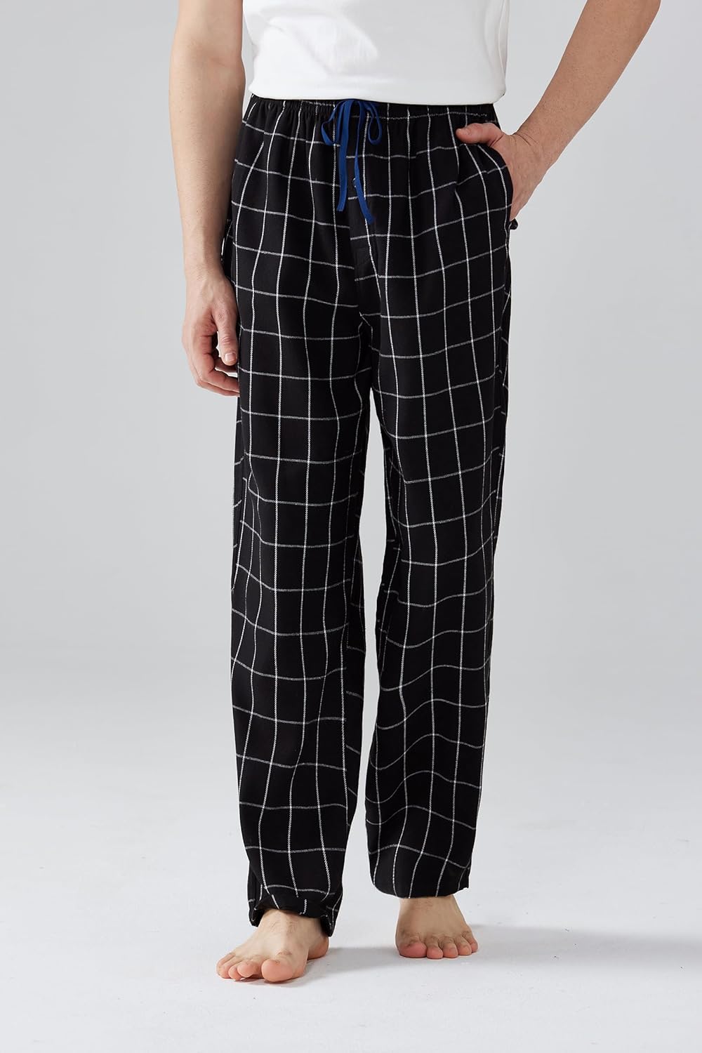 Mens Pajama Pants Flannel Cotton Plaid Sleep & Lounge Pants, PJ Bottoms with Pockets and Button Fly - Image 4
