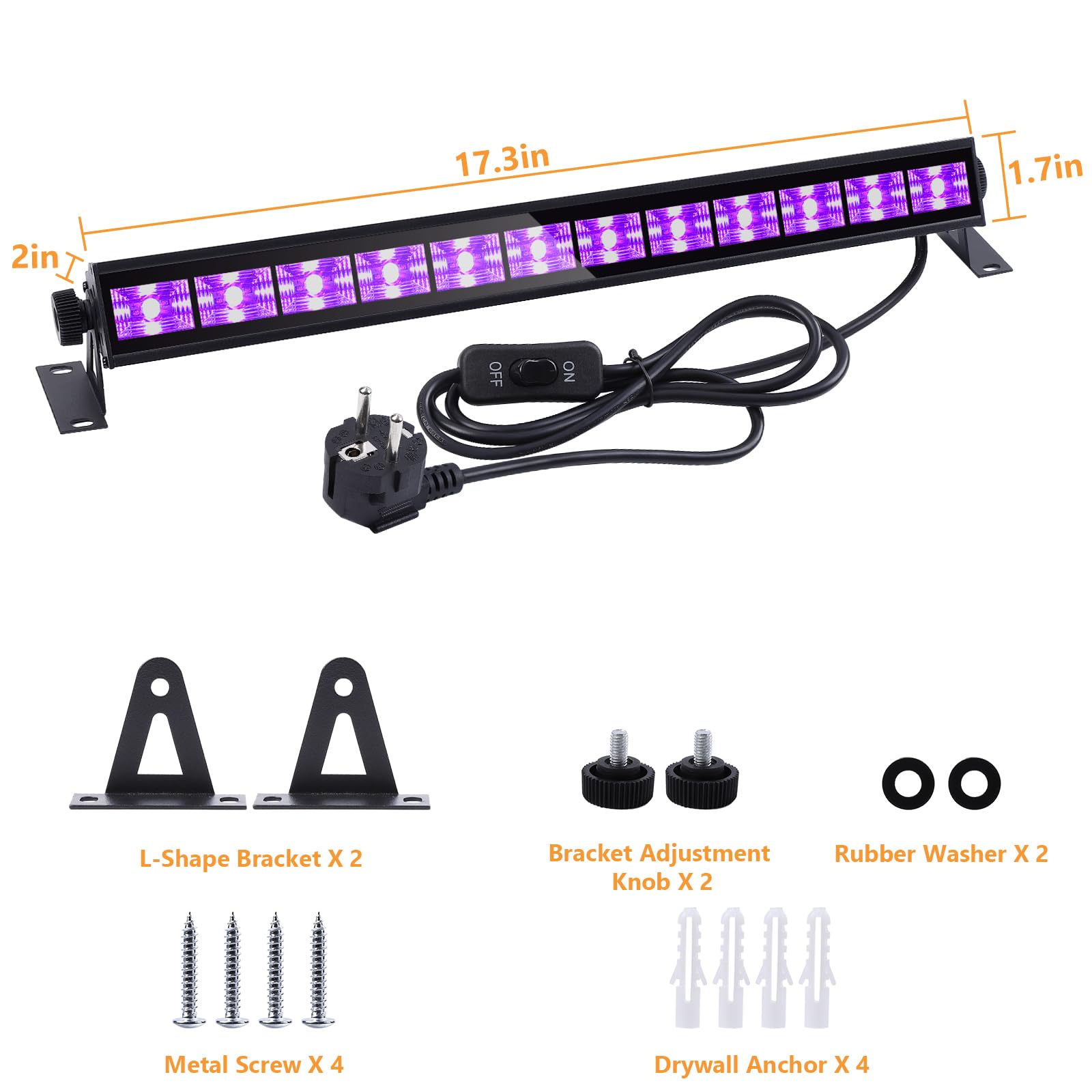 Schwarzlicht,12 LED 3W Schwarzlichtlampe Bar Licht Partylicht für Halloween Körperbemalung Bühnen und Party Deko