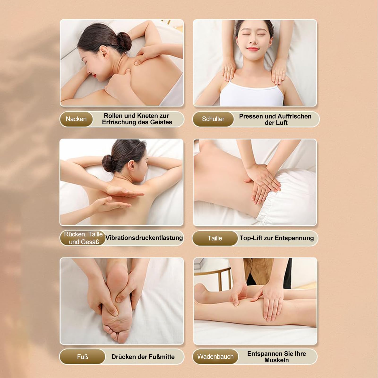 Matelas de massage thermique multifonction avec 12 moteurs de vibrations et vertèbres lombaires + cou - Coussin de massage chauffant pour tout le corps - Soulagement de la douleur de la tête