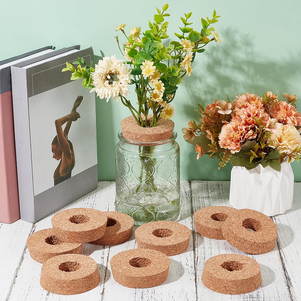 OLYCRAFT 10Pcs Couvercles en Liège pour Jardinière en Verre Bouchons de Plantes 73~80mm Bouchons en Liège à Trou Central pour Plantes Hydroponiques Couvercles pour Vases de Culture Hydroponique