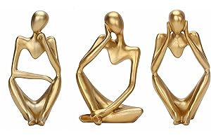 3 Piece The Thinker Statue Gold Decor Accents