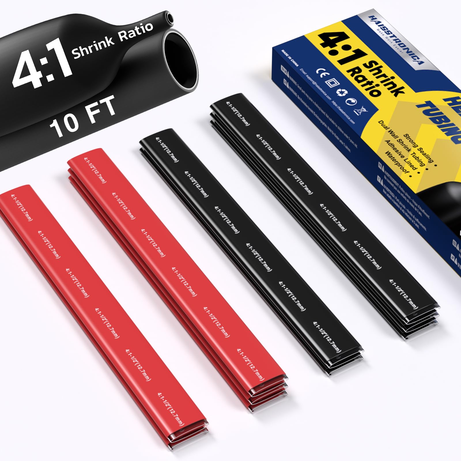 Haisstronica Heat Shrink Tubing Kit - 10ft 4:1 -13
