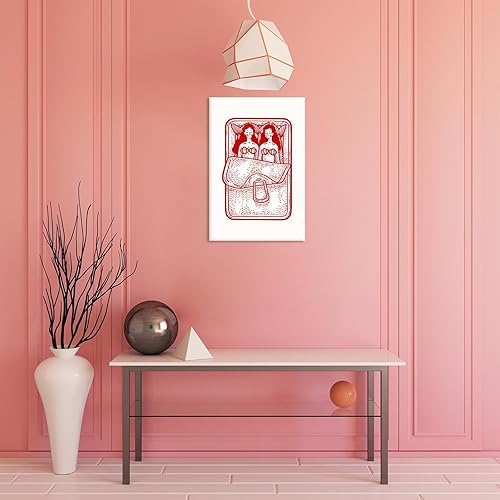 Miniatura 7 de Póster de sirena estético vintage de los años 90, divertido y creativo sirena roja acostada en la caja, lienzo de arte para pared, retro, abstracto,