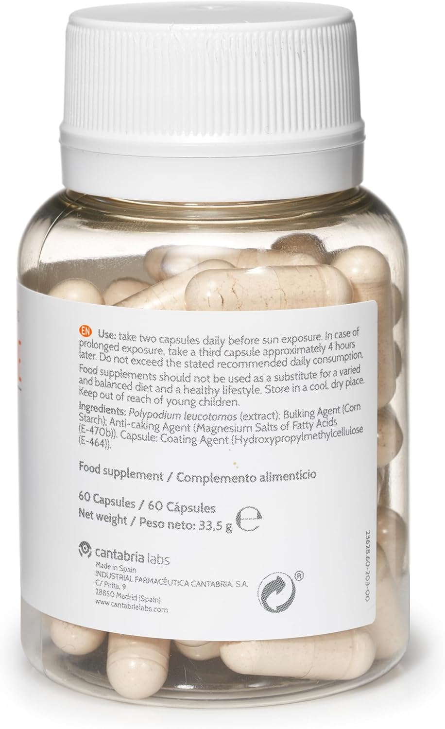 CANTABRIA LABS Heliocare Dietary Supplement: 240mg Polypodium Leucotomos Extract Pills - Antioxidant Rich Formula with Fernblock and PLE Technology - 60 Veggie Capsules - Image 5