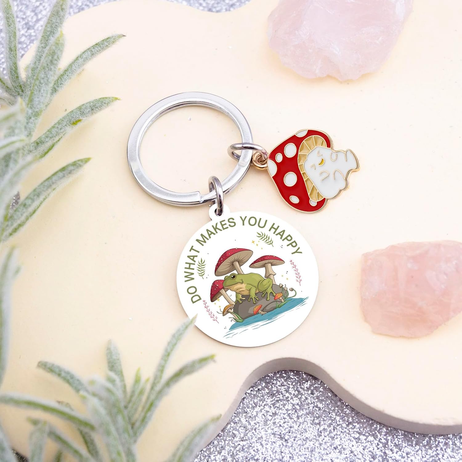 Mushroom Gifts for Women Frog Gifts for Teen Girls Friend Frog Keychain - view 3