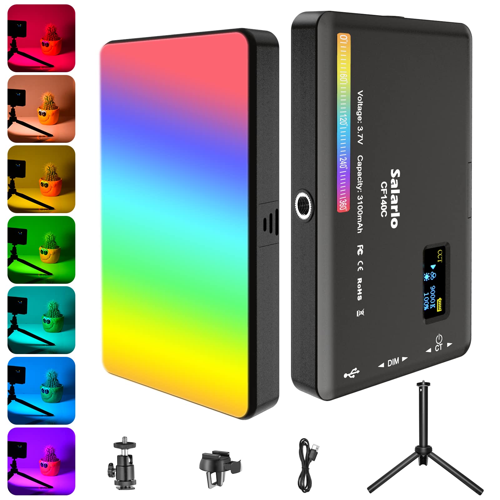 Luz LED RGB Para Vídeo - Iluminação Profissional CRI95+ Recarregável