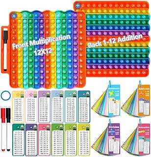 Multiplication Popper Chart with Math Flash Cards, Times Table Educational Flashcard 3rd Grade, 4th, 5th, 6th Grade, Math Manipulatives, Homeschool, Teacher Supplies