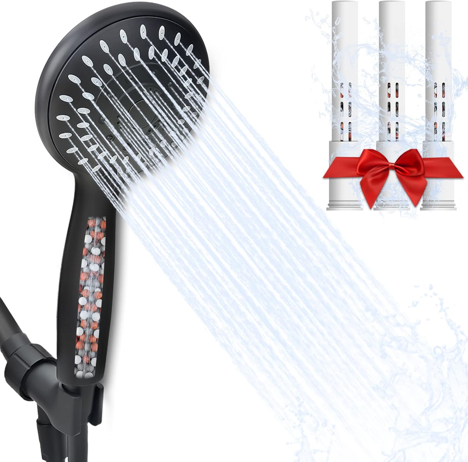 Amazon.co.jp Luxsego フィルター付き高圧シャワーヘッド ホース&ホルダー付き 水軟化剤 シャワーワンド 内蔵フィルター