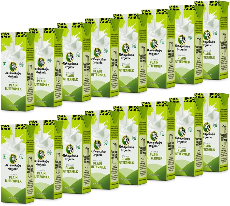 Akshayakalpa Organic Buttermilk Plain - Pack of 16 (200ml)
