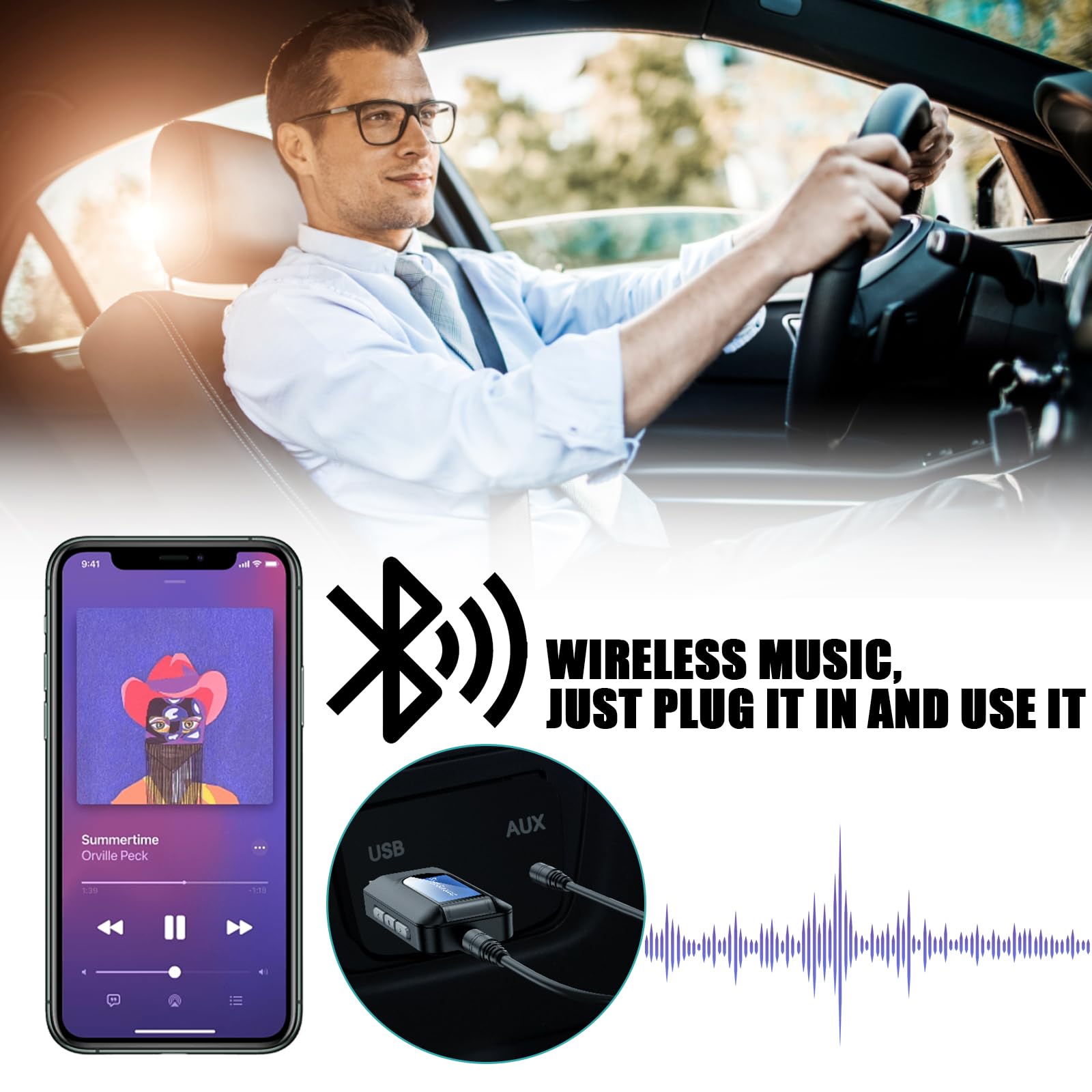Adapter Bluetooth Audio: 2 w 1 USB Bluetooth 5.0 adapter do telewizora, nadajnika audio, odbiornika z ekranem LCD i jack 3,5 mm, niewielkie opóźnienie transmiter Bluetooth do komputera, słuchawek,