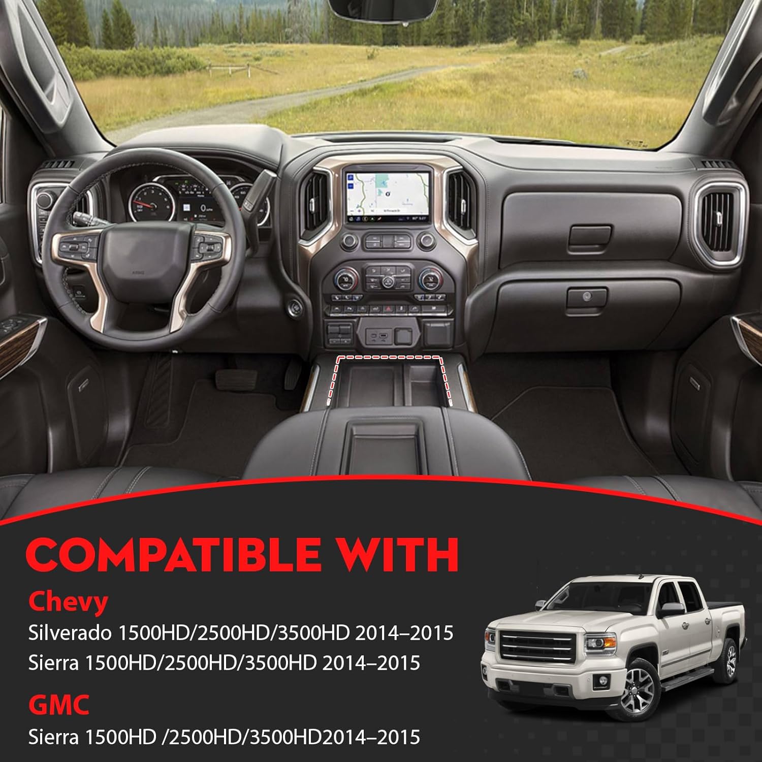 Center Console Cup Holder Compatible with Chevy Chevrolet Silverado 1500HD 2500HD 3500HD GMC Sierra 1500HD 2500HD 3500HD 2014 2015 23467147 23177378