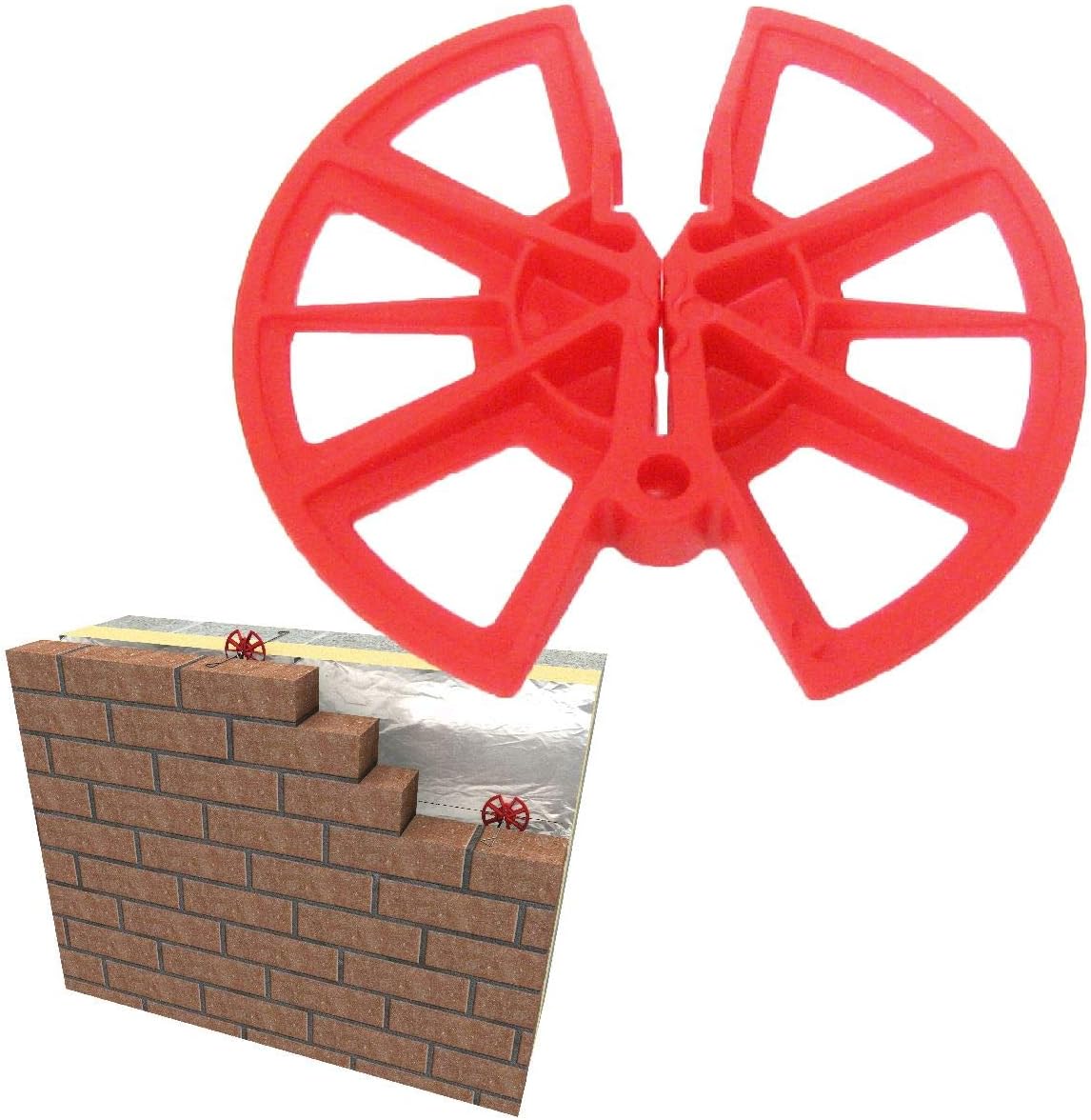 IRD80R Pack of 250 Timloc 80mm Plastic Insulation Retaining Discs - Red