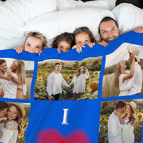 Miniatura 5 de Manta personalizada con fotos, manta personalizada con fotos con texto en inglés "I Love You", regalo de cumpleaños para novia, novio, esposa,