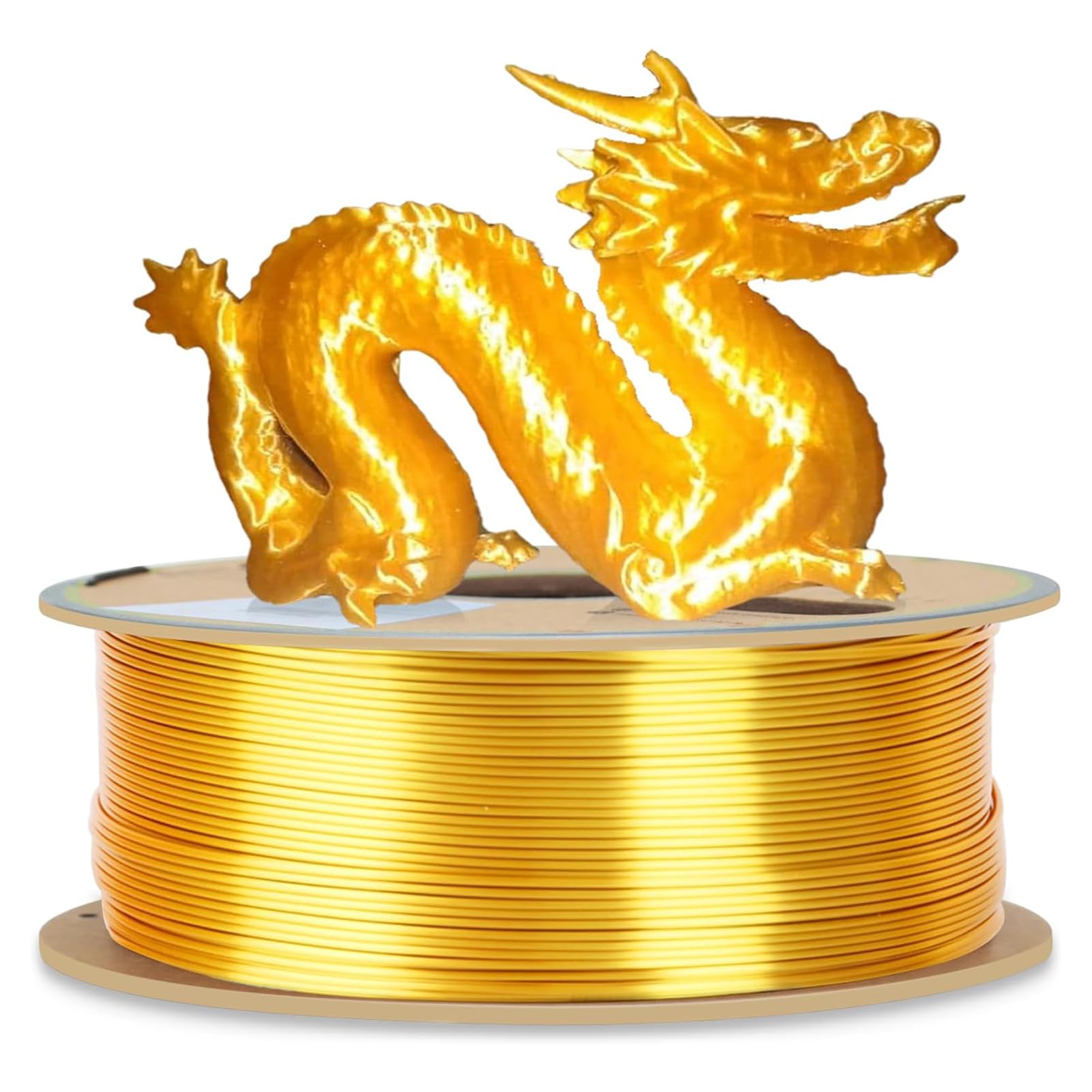 YOUSU Filamento PLA de Seda para Impresora 3D, Filamento de Impresora 3D PLA de Seda Dorada, Precisión Dimensional de 1,75 mm / 0,03 mm, Acabado Metálico Brillante para Figuras y (Oro)