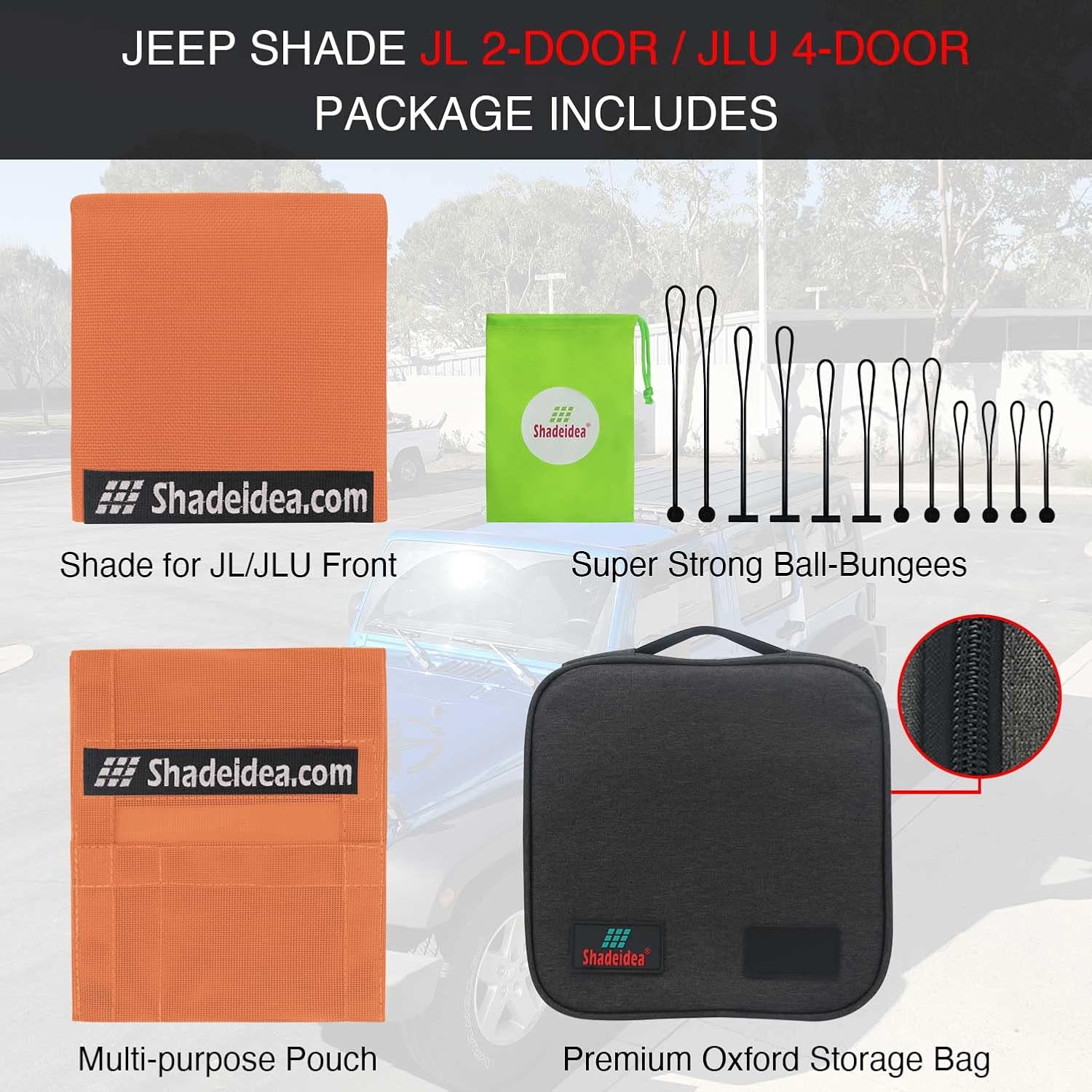 Jeep Wrangler Sun Shade Top for JL 2dr/4dr (2018-2023) Mesh Sunshade Roof image 4