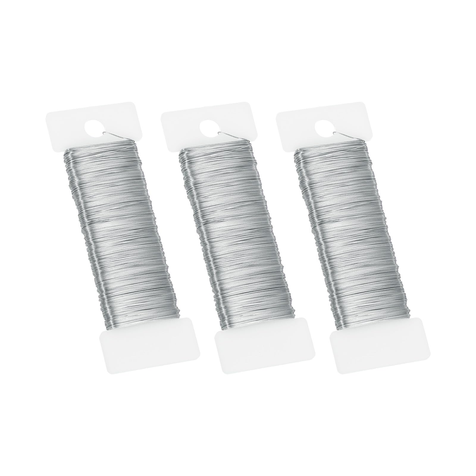 PATIKIL 26 Gauge Floral Flexible Paddle Wire, 115 Yard (345 Feet) Florist Wreath Wire for Crafts Flower Arrangement, Silver 3 Rolls