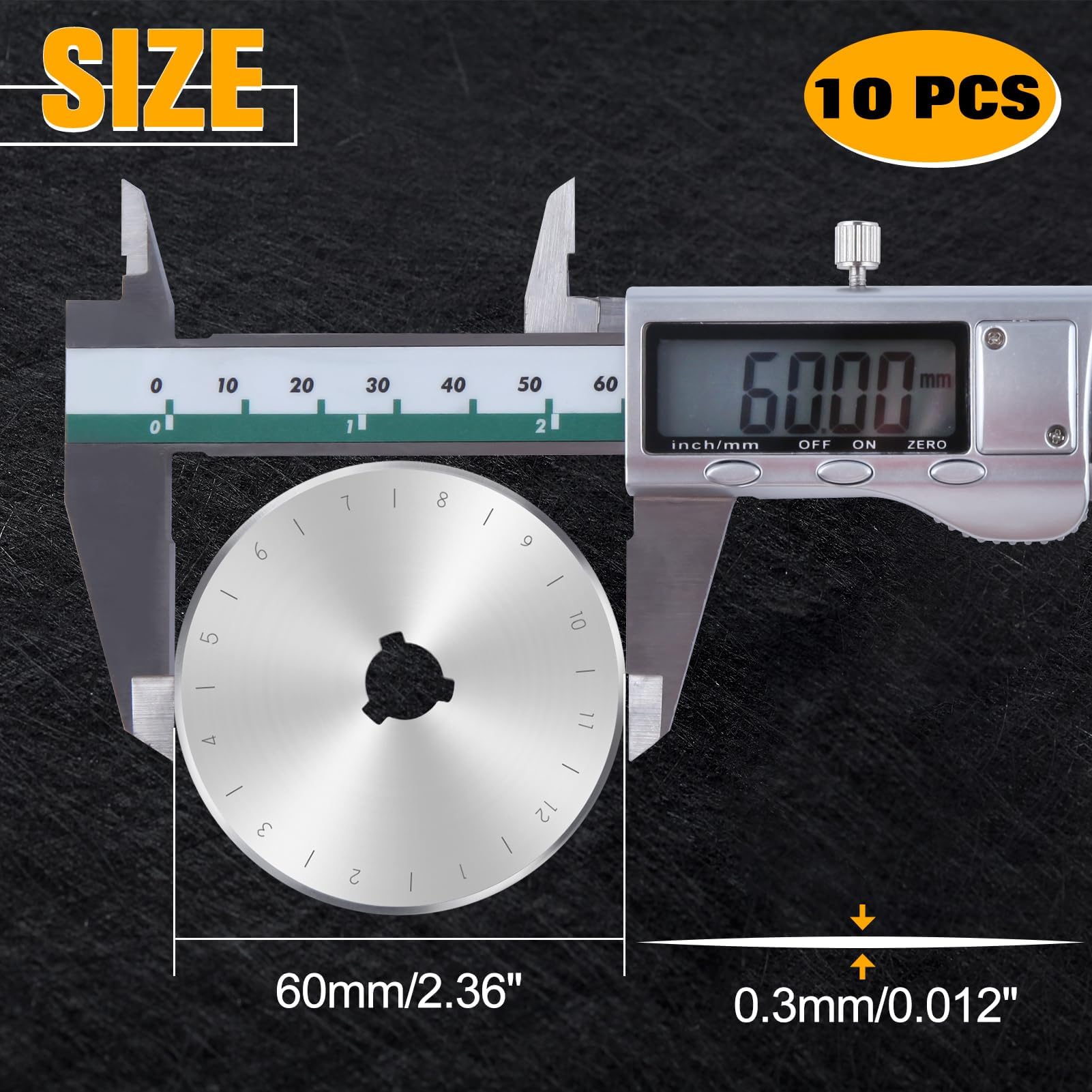 LEONTOOL SK5 - Lame rotanti da 60 mm, confezione da 10 lame rotanti di ricambio, per Fiskars, Olfa, Quilting, scrapbooking, cucito, artigianato, tessuto, carta, pelle, utensili da taglio