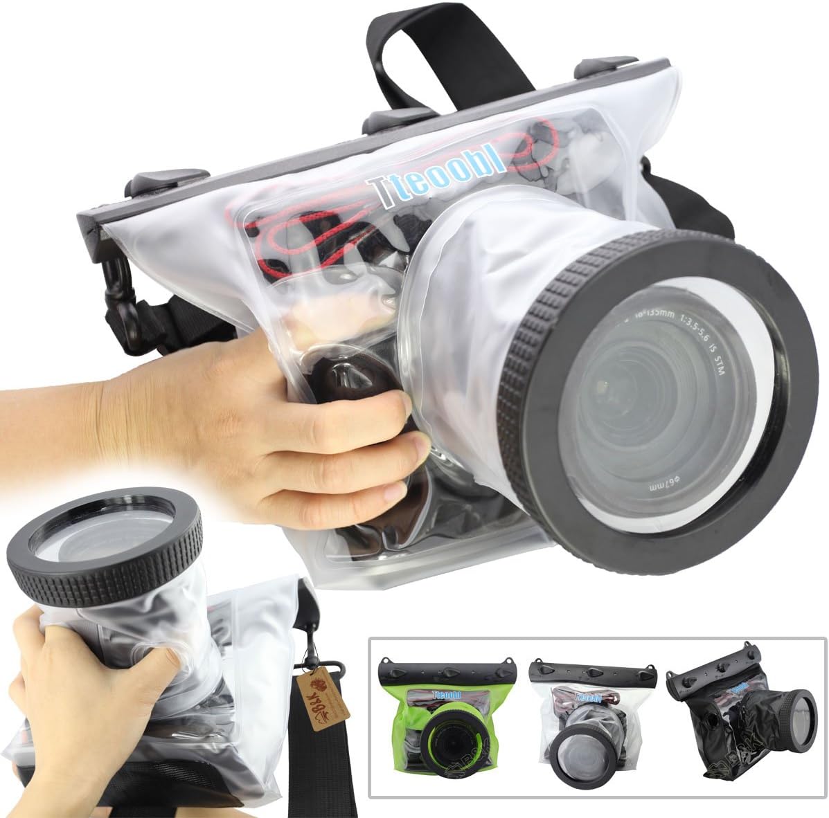 DSLR Camera Univeral Waterproof Underwater Housing Case Pouch Dry Bag for Canon Nikon Sony Pentax (Transparent)