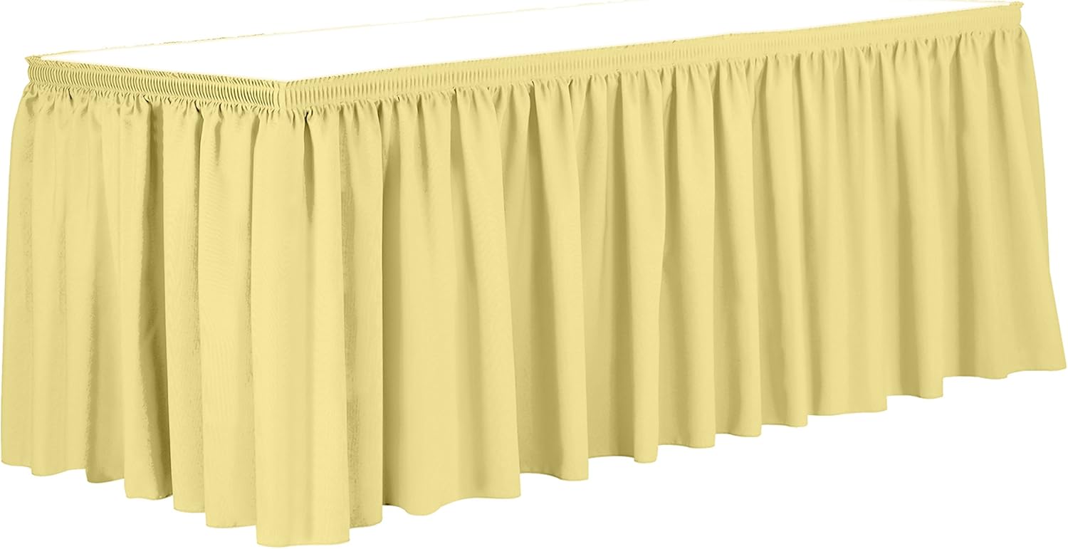 Ultimate Textile 7 ft. Shirred Pleat Polyester Table Skirt Cornsilk Light Yellow