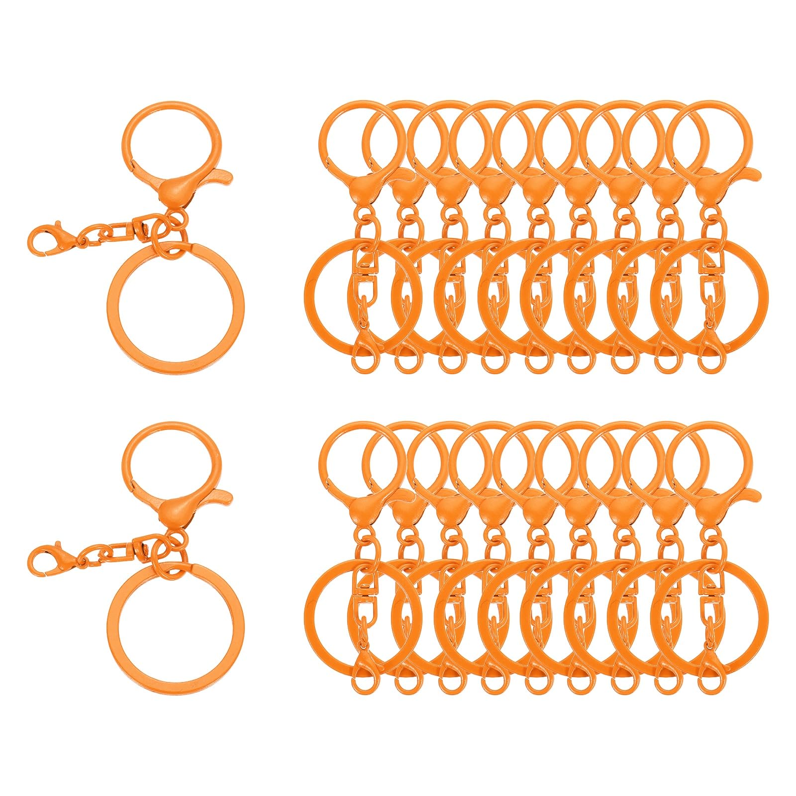 sourcing map 20 Pcs Large Lobster Claw Clasps with Key Rings, Colorful Keychain Clip Hooks Bulk for Bag Purse Charm Key Chain Supplies DIY Crafts, Light Orange
