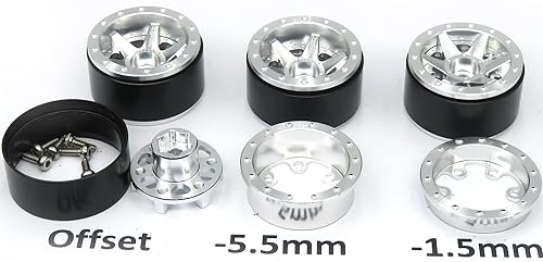 Miniatura 2 de hobbysoul Ruedas Beadlock 1.0 de compensación ajustable, llantas hexagonales de 0.276 in para RC Micro Crawler 118 TRX4M Axial SCX24 90081, (paquete