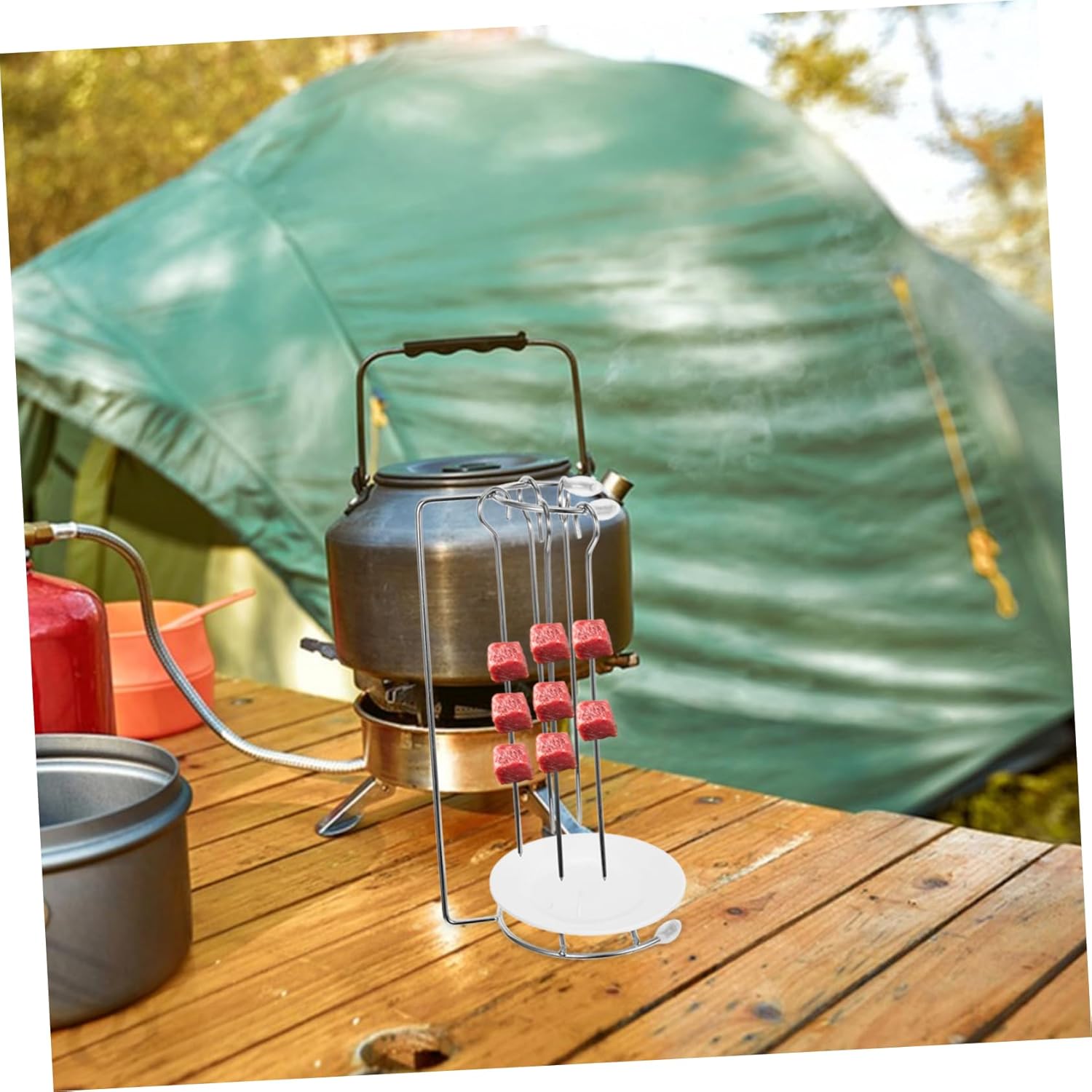 VICASKY 2sets Bbq Grill Kebab Hanger Rack for Outdoor Cooking Family Gatherings