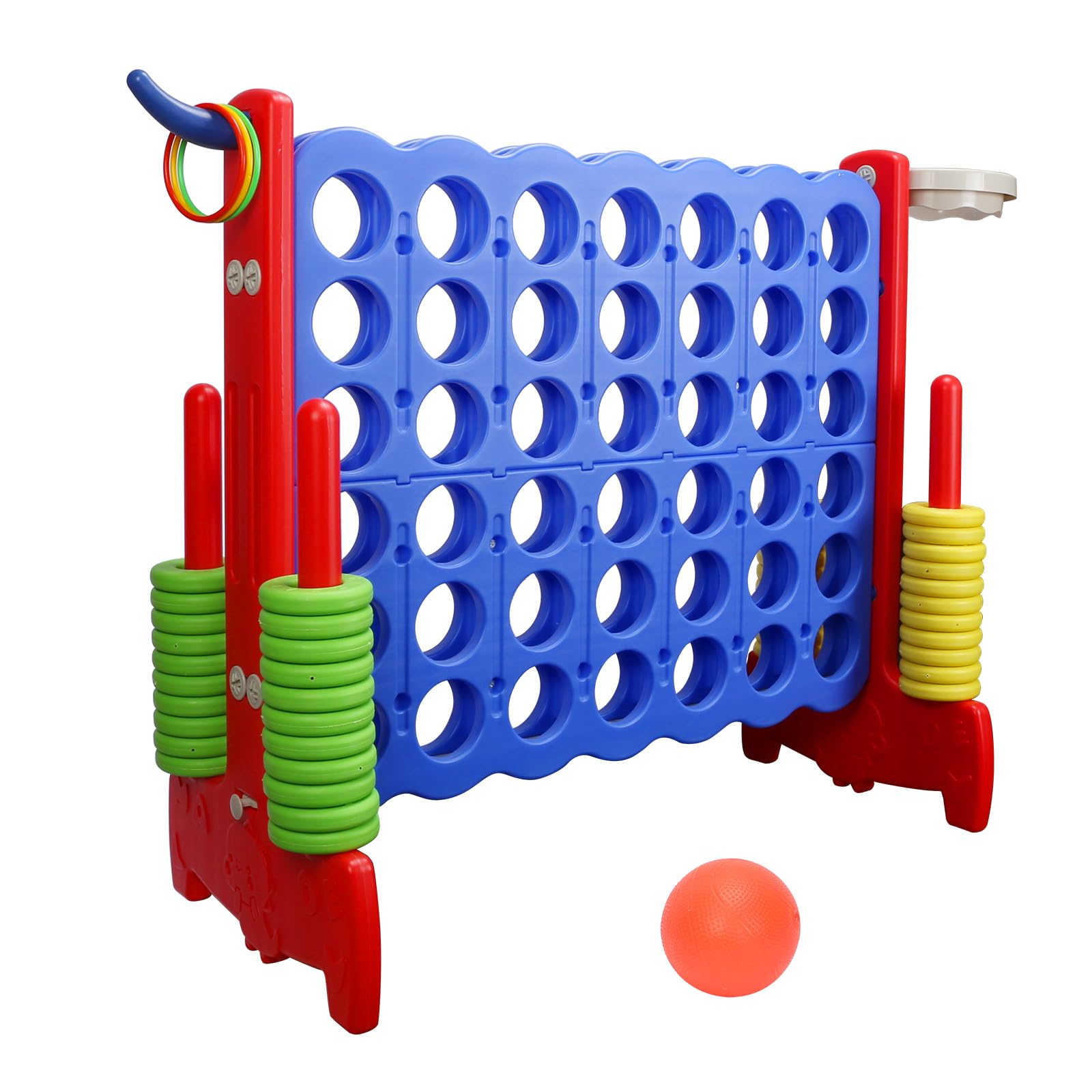Riesiges Vier gewinnt Spiel mit Tragetasche für Familien Partyspiele | 3-in-1-Jumbo-Spiel 4-to-Score für drinnen/draußen mit Schnellverschluss-Schieber Lawn Connect Spiel für Kinder & Erwachsene
