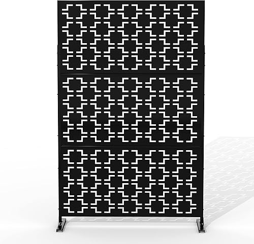Elevens Pantalla de privacidad de metal para patio al aire libre, paneles decorativos independientes con soporte para terraza, patio, balcón,