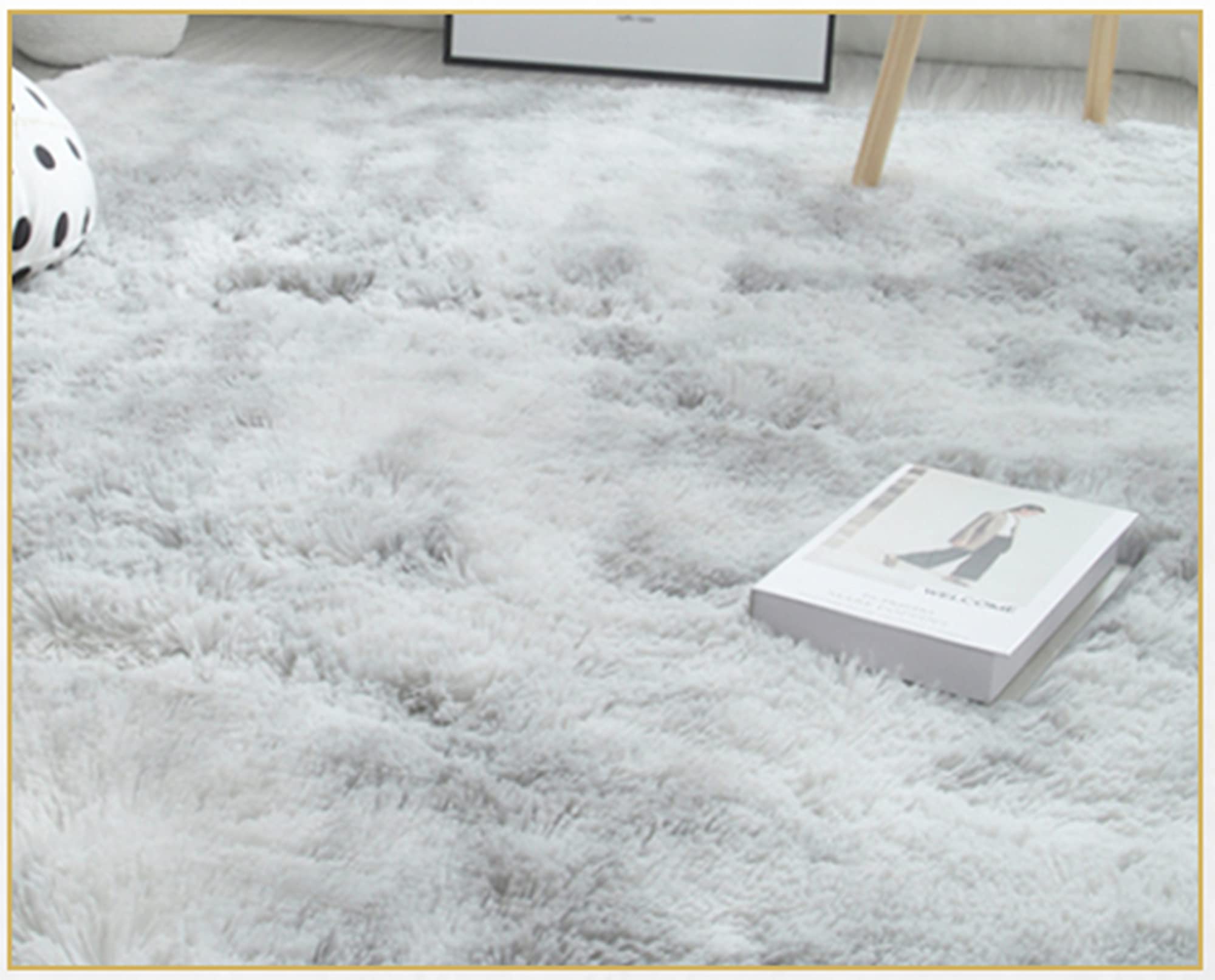 Grand tapis moderne à poils longs et moelleux et antidérapant pour salon, chambre à coucher, décoration de sol - 200 x 250 cm - Blanc