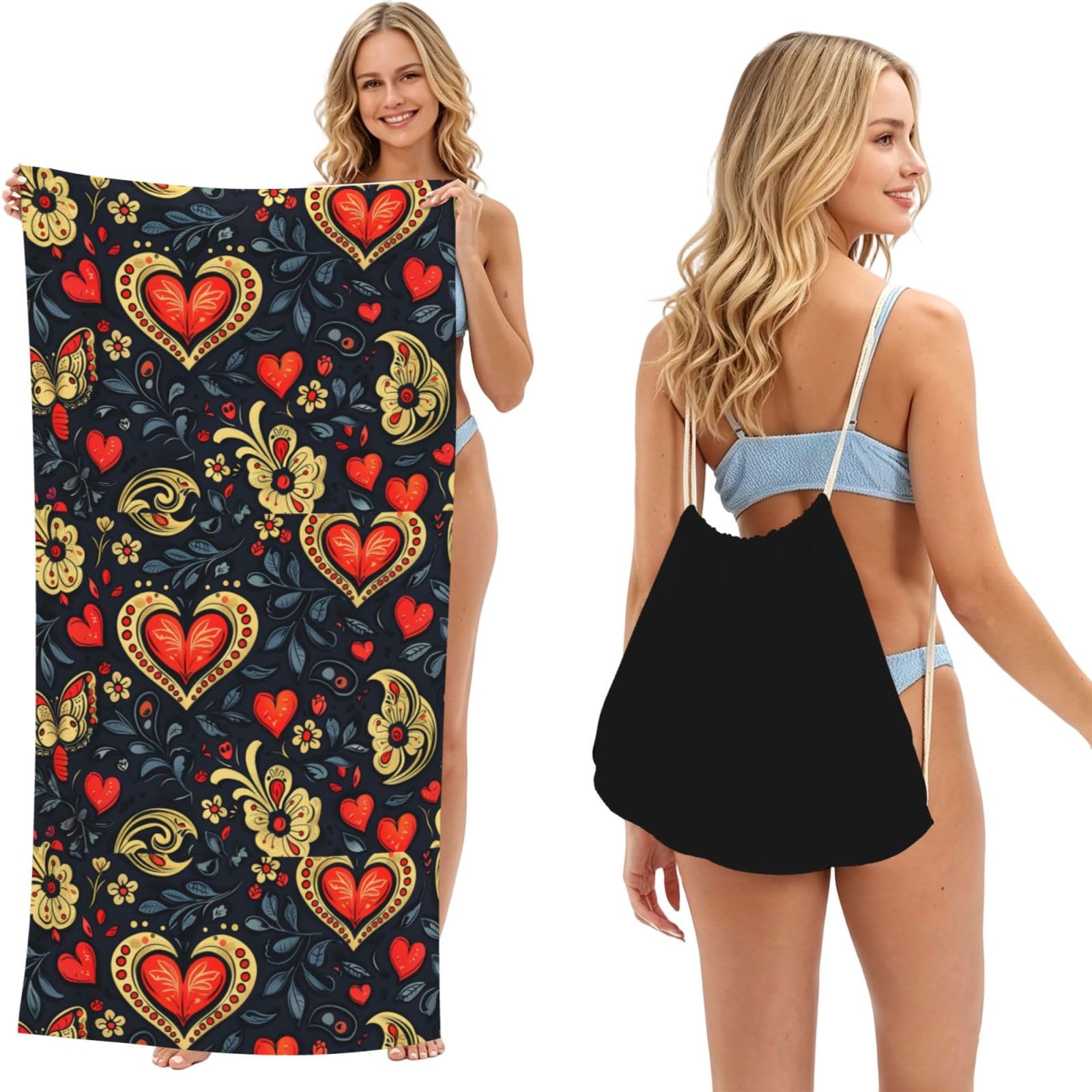 SKGOHLH Gorgeous and noble patterns 2in1 Packable Beach Towel Bag Women