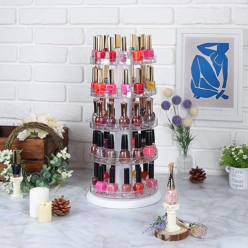 Miniatura 2 de J JACKCUBE DESIGN Soporte giratorio de acrílico para esmalte de uñas, estante giratorio con capacidad para 115 a 195 botellas, organizador de