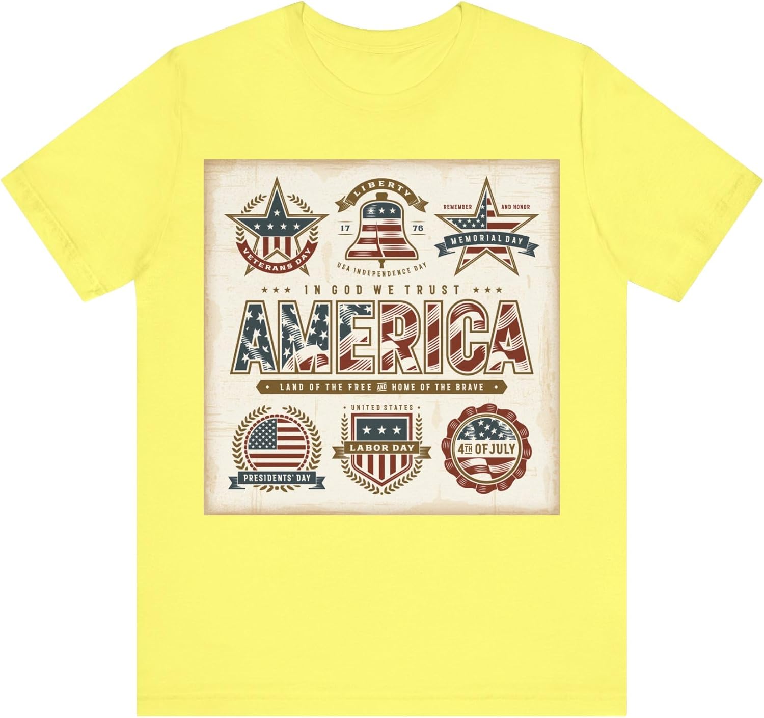 Vintage USA Patriotic Holidays Labels Set Unisex Tee, Patriotic T-Shirt, American Flag Shirt, Fourth of July Top, USA