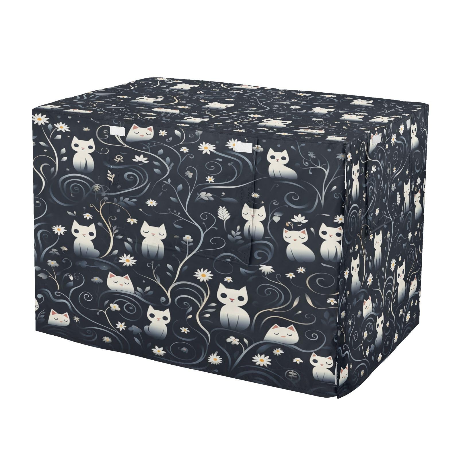 Housse imperméable pour cage chien et chat motif chats fond noir interieur exterieur