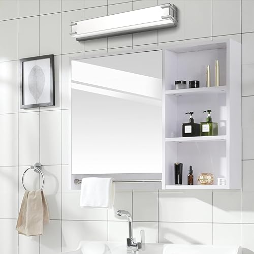 Miniatura 6 de LIGHTINN Lámpara de baño sobre espejo de 24.4 pulgadas con pantalla blanca lechosa, barra de baño de níquel cepillado de 4000 K (níquel cepillado)