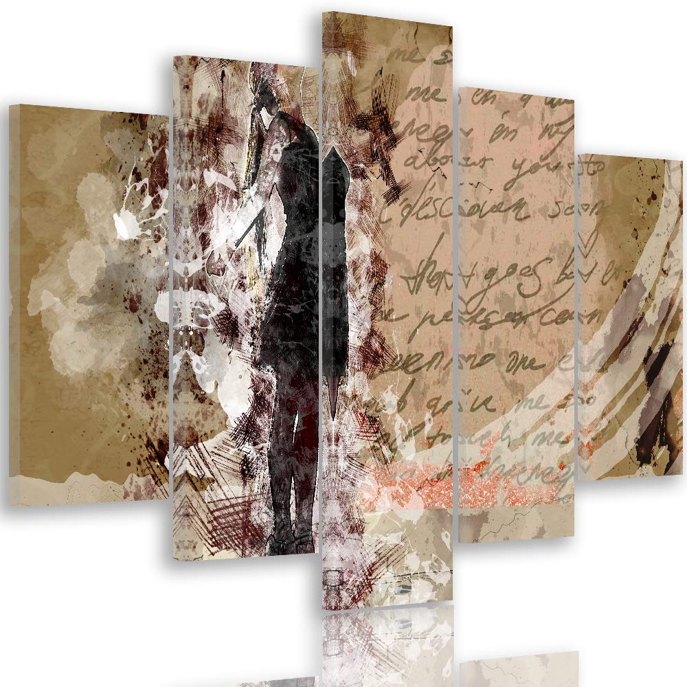 Feeby Quadro Canvas Impressione 5 Parti Moderno Arte Astrazione Artistico Marrone 150x100 cm