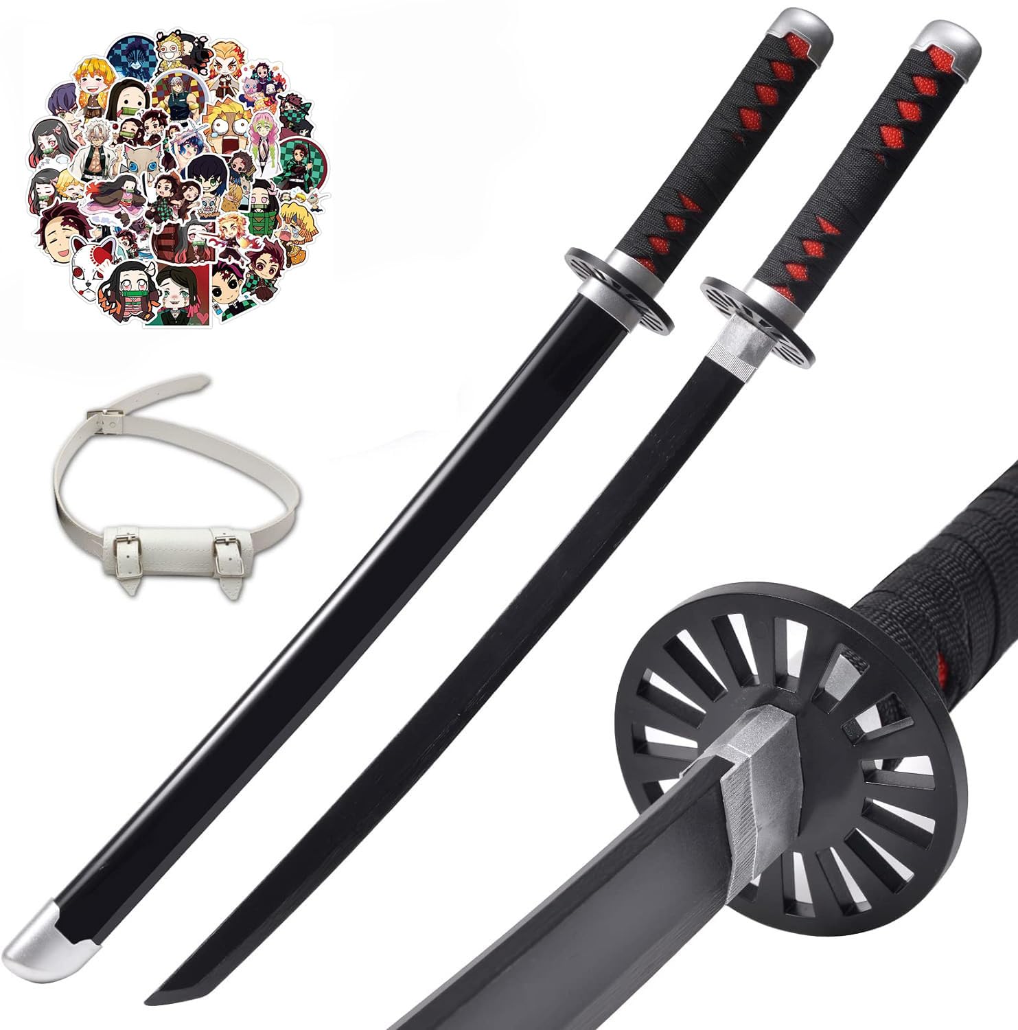 KHHK 31Inch Demon Swords Katana Anime Sword Samurai Tanjiro Cosplay Handmade Props Japanese Katana Handmade Abs Sheath Knife For Lovers Halloween Props sword (Kamado Tanjirou)