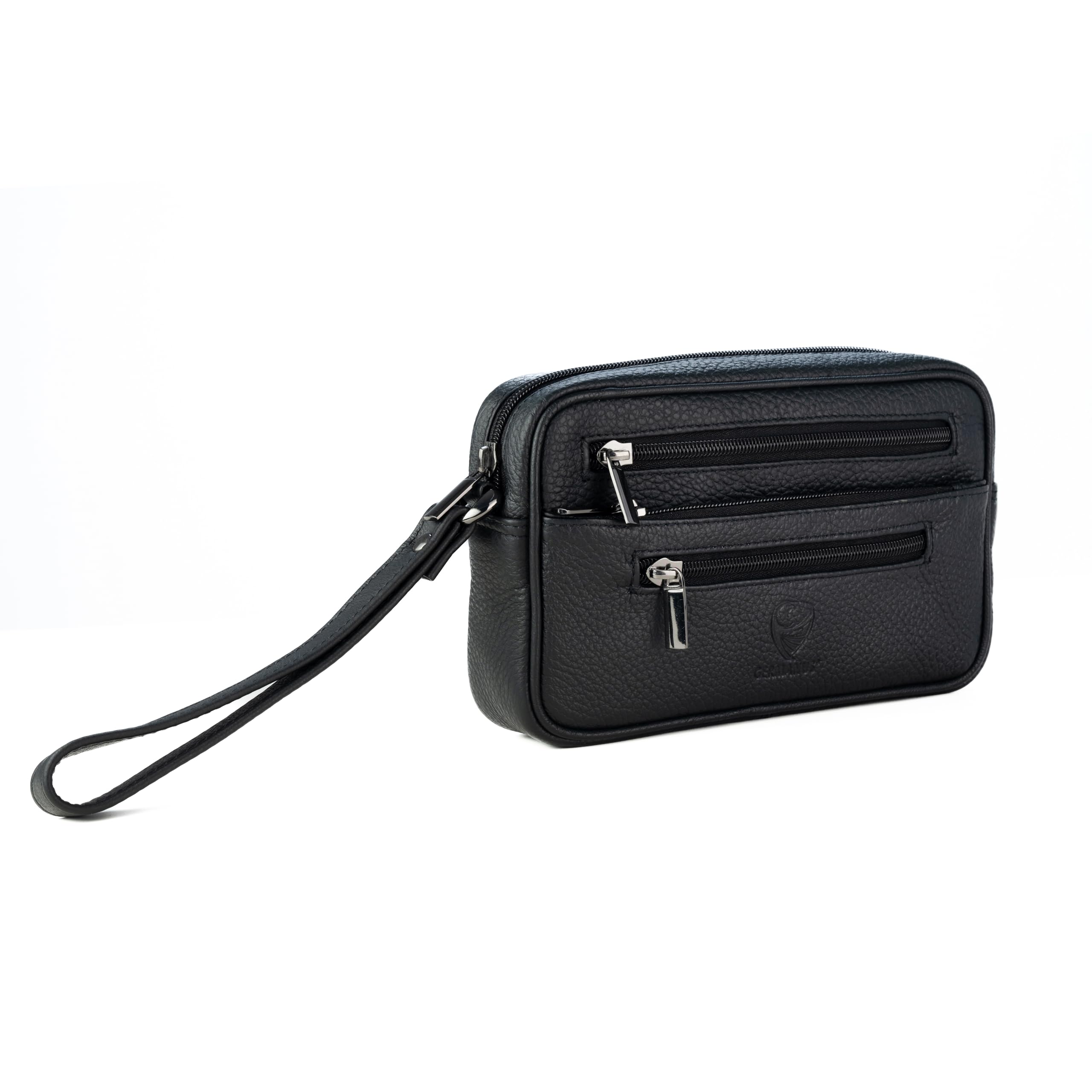 GERMANUS Oliver - Bolso de mano de piel auténtica para hombre y mujer