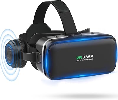 XWP Gafas De Realidad Virtual, Gafas VR 3D Con Auriculares Y Lentes HD Con Filtro De Luz Azul, Para iPhone&Android (4,7–6,8"), Ideal Para Juegos Y Películas, Regalo De Cumpleaños Para Amigos Y Familia