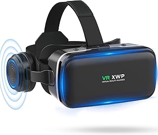 XWP Casque VR 3D Pour T&eacute;l&eacute;phone, Lunettes De R&eacute;alit&eacute; Virtuelle (VR) Avec &Eacute;couteurs, Lentilles HD, Pour iPhone & Android (4,7&ndash;6,8