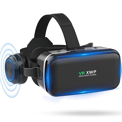 XWP VR Brille Handy, 3D Virtual Reality Headset Mit Kopfhörern Und HD Anti-Blaulicht-Linsen, Für iPhone & Android (4,7–6,8"), Ideal Für Gaming Und Filme, Geburtstagsgeschenk Für Freunde Und Familie