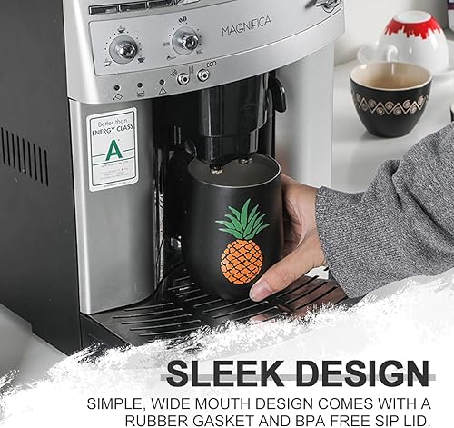 Miniatura 2 de Life's Easy Vaso de vino de acero inoxidable con tapa, 12 onzas, vaso de vino de viaje aislado al vacío con tapa, vaso de vino de viaje  Acero