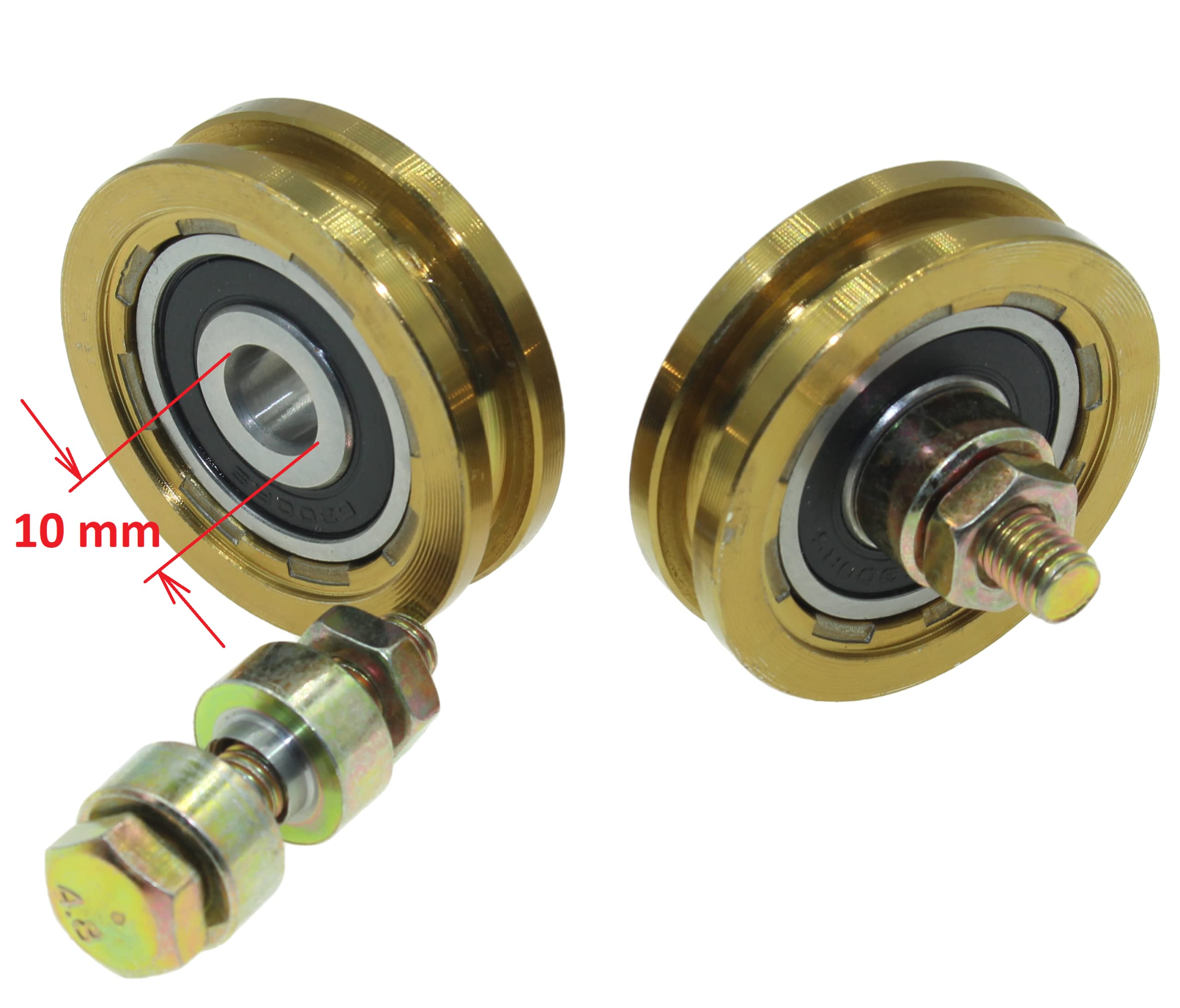 Packung mit 2 Rollen aus verzinktem Stahl – Rolle mit runden Rillen – 50 mm Durchmesser – 6 mm Seilrille – 10 mm Lager – Befestigungsschraube – Tragfähigkeit 150 kg