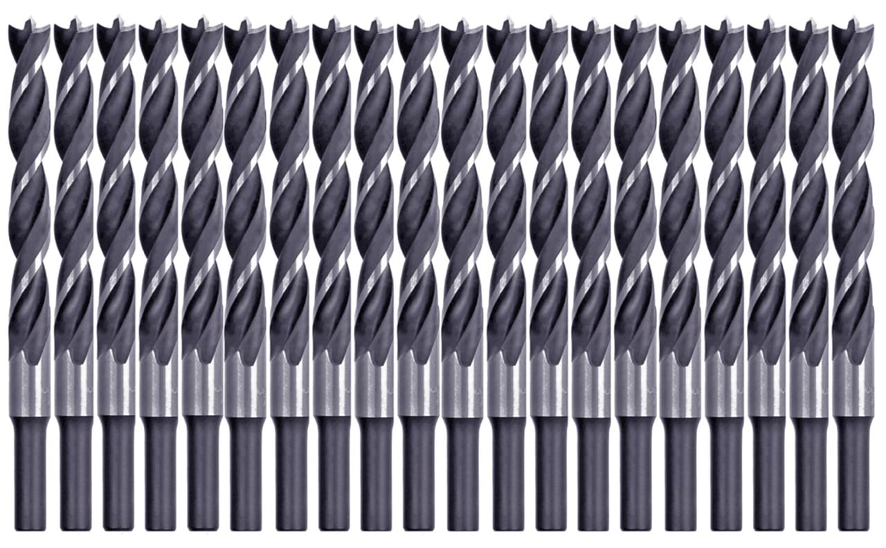 Brad Point Wood Drill Bit Set 7/16 Inch 20Pcs Spur Point Stubby Woodworking Drill Hardwood Softwood