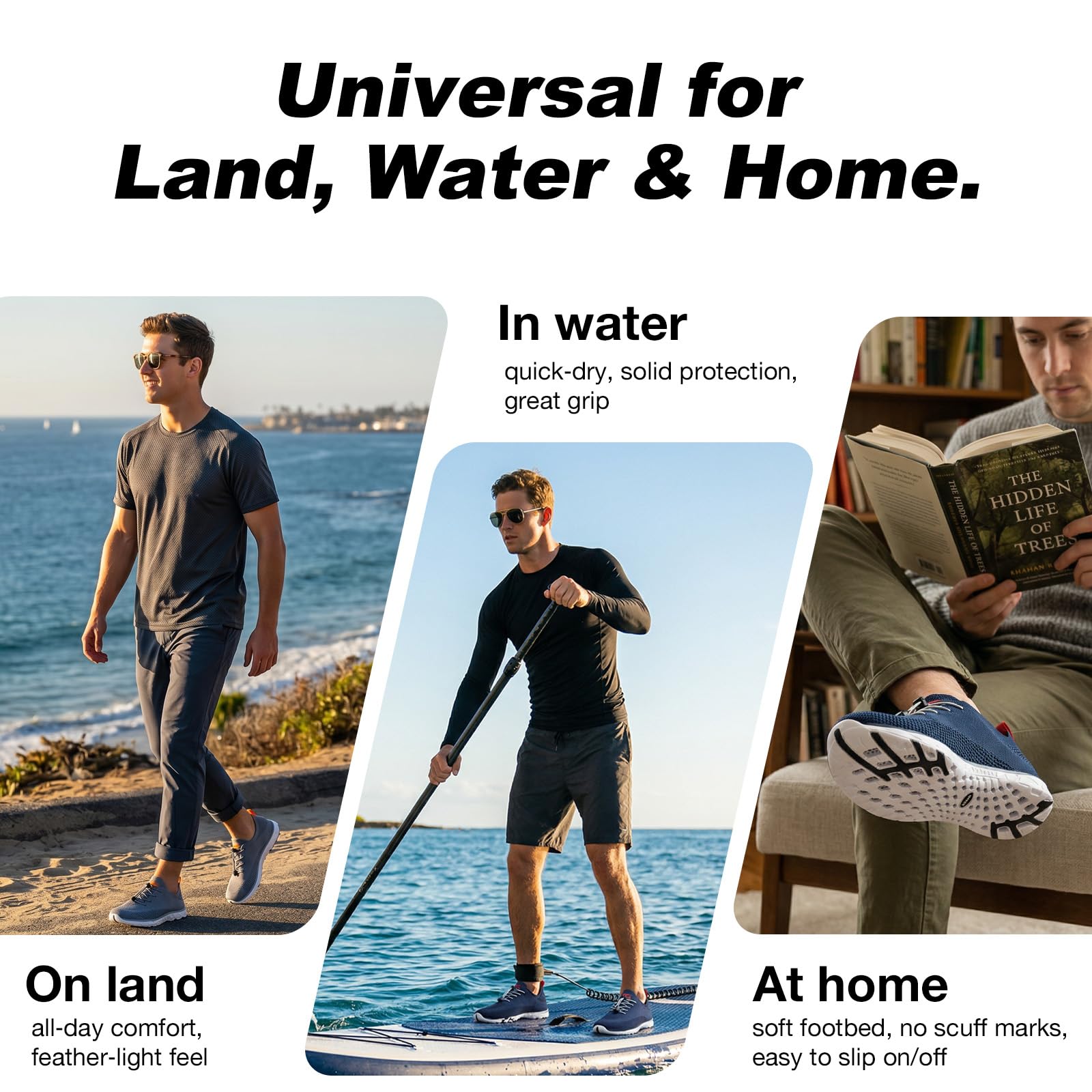 ALEADER Xdrain - Zapatos de agua para hombre, ligeros, para piscina, deportes acuáticos, tenis, caminar y viajar
